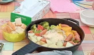 焚き火 チーズフォンデュ アルミホイル